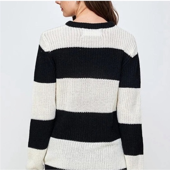 Striped Black and White Women's Sweater - Picture 3 of 5